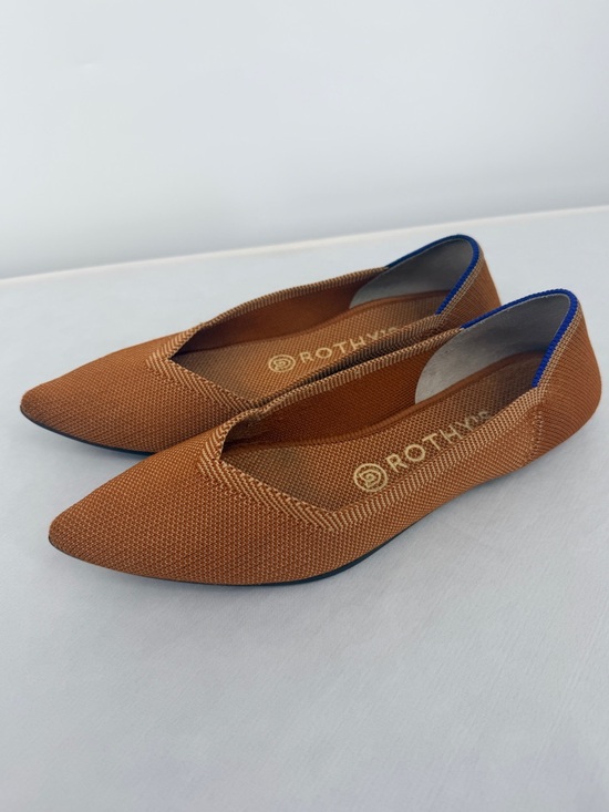 Rothy’s Pointed Toe Knit Flats Rust Orange Women’s 7.5 - Picture 2 of 10